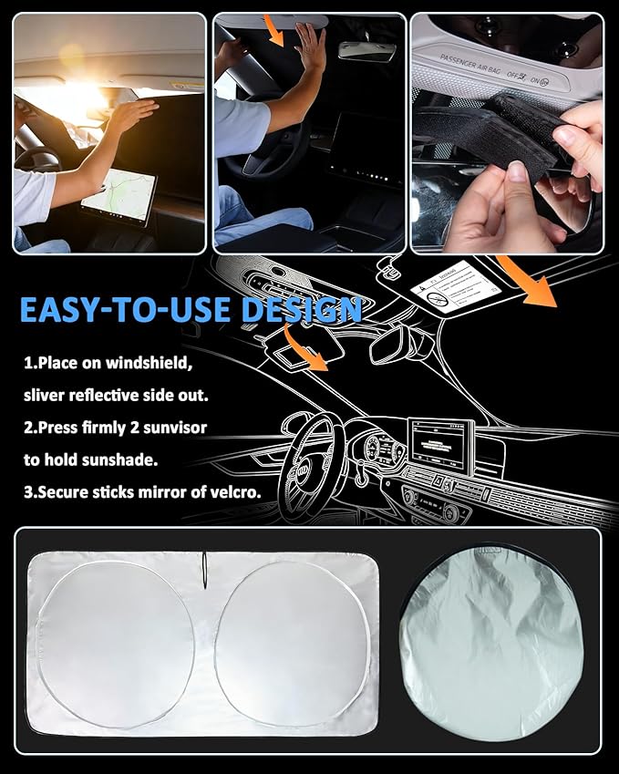 Sun Shade for A4/S4 2017-2024 2025 2026 Windshield Sunshade Window Cover | for Audi A4/A4 allroad, A4 Quattro/S4 Foldable Front Retractable Sun Visor Interior Protector - Image 7