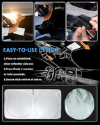 Windshield Sun Shade for 1997-2015 2016 2017 2018 Jeep Wrangler TJ JK JKU | Window Sun Visor Protector Foldable Blocks UV Rays Keep Your Car Cool Car Accessories - Image 7