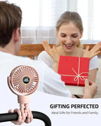 Portable Stroller Mini Fan, Small Rechargeable Personal Fan, Travel Essentials for Baby, Wagon, Car Seat, Treadmill, Battery Powered Biking Gear Accessories, 360° Rotation, 3-Speed, Display, Pink - Image 7