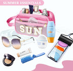 COSHAYSOO Clear Sunscreen Bag Makeup Toiletries Pouch Beach Vacation Essentials Summer Travel Stuff Accessories Personalized Graduation Gifts for Her Women College Teen Girls Teacher Nurse Pink SUN - Image 4