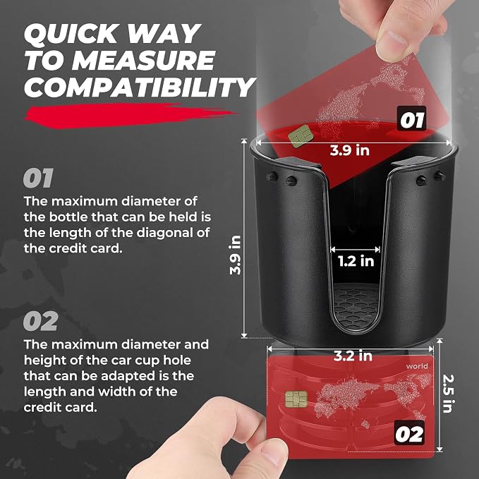 KEMIMOTO Car Cup Holder Expander Compatible with Hydro Flask Yeti 18-40oz | Universal Fits 3.0in-3.8in bottles and 3.2in cup holder, for Car, RV, Truck, UTV, Golf Cart, rubber base, tool-free install - Image 3