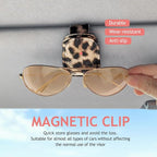 Sunglass Holder for Car Visor, Cheetah Leopard Magnet Sunglasses Holder for car Leather Sunglasses Holder and Ticket Card Clip Car Visor Accessories - Image 2