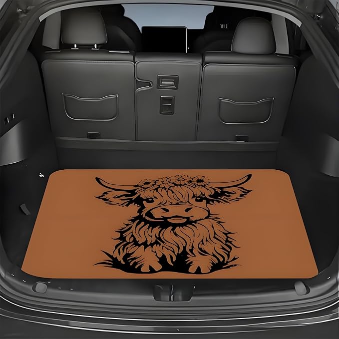 Universal Car Trunk Mat 29" x 39", Brown Highland Cattle All Weather Trunk Protection Cargo Liner, Durable Cargo Mat Rear Trunk Liner, Stylish Vehicle Interior Accessories Suitable for Most Car Models by Unknown