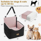 JOEJOY Dog Car Seats for Small Medium Dogs Under 35lbs, Dog Booster Seat with Detachable Washable Cover and Cushion, Memory Foam Pet Car Seat with Safety Belt and Storage Pockets (BP) - Image 4