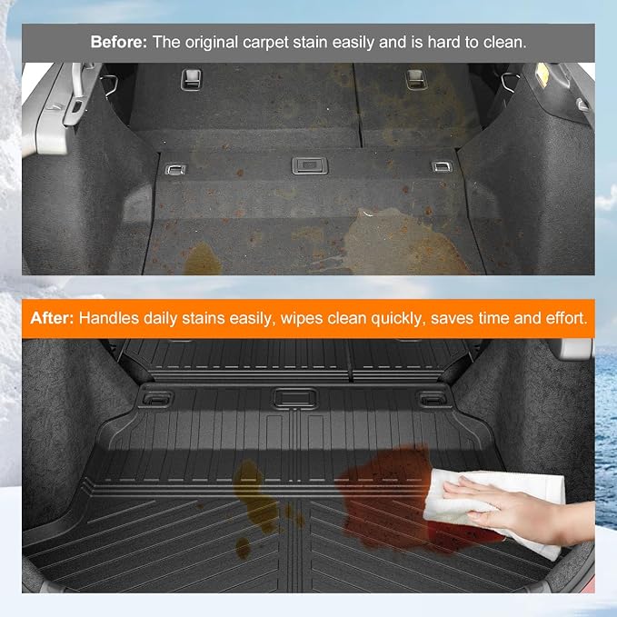 powoq Cargo Mat & Backrest Mat Compatible with 22-26 Honda Civic Hatchback | Cargo Liner & Back Seat Protector TPE All Weather Replacement for 2022-2026 Honda Civic Accessories (Trunk Mat+Backrest Mats) - Image 3