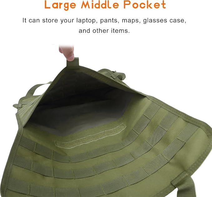 Car Seat Back Organizer, Molle Sag Proof Nylon Auto Backseat Hanger Protective Pad, Universal Seat Back Protector Tactical Panel Storage Bag for Cars SUVs Trucks Pickups (Army Green) - Image 3