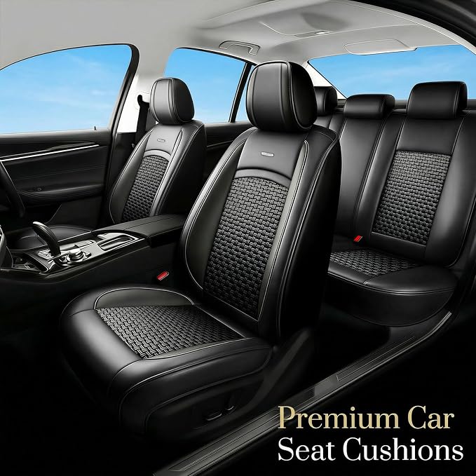 Fit Tacoma Car Seat Covers for Toyota Tacoma 2016-2023, Summer Ice Silk Breathable, Waterproof, All-Weather Automotive Seat Cushion Protector, Airbag Compatible (5 Seats, Black) - Image 2