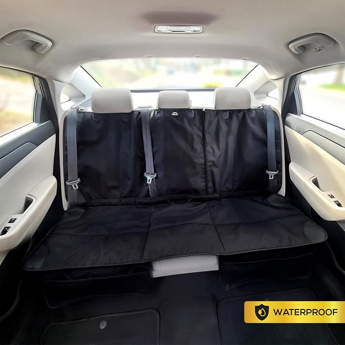 Car Seat Protector, Under Child Car Seats Cover | Waterproof, 3 Functional Rear Belts, Baby Carseat Cushion, Covers Fabric and Leather Seats | 4Pockets Non-Slip Thick Padding - Image 2