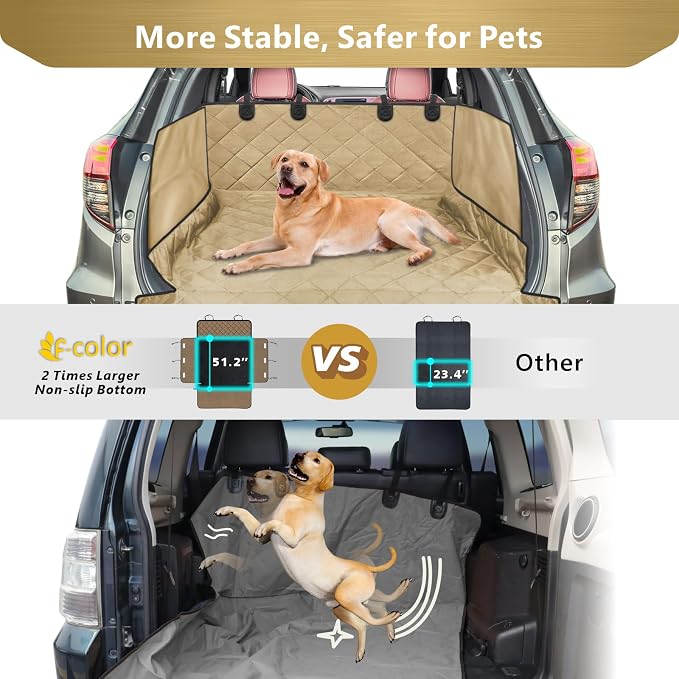 F-color SUV Cargo Liner for Dogs - Trunk Cover with Bumper Flap Protector | Waterproof Pet Cargo Cover with Side Flaps, Non-Slip Trunk Mat, Rear Dog Car Seat Cover Prevents Scratches Pet Hair Mud Dirt - Image 7