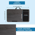 LAPGEAR Home Office Lap Desk – Gray Woodgrain, Fits 15.6” Laptops | Built-In Mouse Pad & Phone Slot, Integrated Device Ledge, Dual-Bolster Microbead Cushion, Carry Handle - Image 5