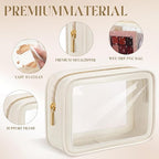 Hsei 6 Pcs Clear Makeup Bags Diaper Bag Organizer Travel Toiletry Bags with Zipper Clear Cosmetic Organizer Car Storage Pouch Bridesmaid Gift for Women Beach Vacation (Beige) - Image 3