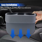 KITUREK Car Cup Holder, PU Leather Cover Auto Front Seat Organizer, Grey | Multifunctional Cup Drink Holder, Gap Filler Coin Bucket Storage Box, Console Side Pocket, Cell Mobile Phone Holder - Image 7