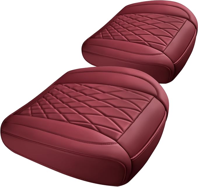 CAR PASS 2 Pack Leather Front Car Seat Covers, Bottom Seat Covers Full Wrapped with Storage Pocket, Anti-Slip Leather Seat Protectors,Waterproof Seat Cushion Pad Universal Fit Cars SUV Truck, Burgundy - Image 8