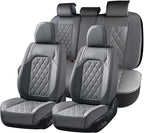 Coverado Leather Seat Covers, Car Seat Covers Full Set, Waterproof Faux Leather Seat Cover, Car Seat Protectors 5 Seats, Automotive Seat Covers Universal Fit for Most Cars SUV Trucks, Gray by COVERADOAUTO