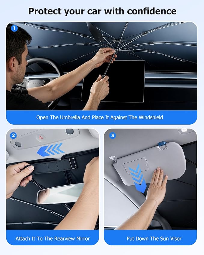 [2026 Upgrade] Weektic Windshield Sun Shade Umbrella, [Double Thickened Ice Crystal Coating] Sun & Heat Protection, Keep Vehicle Cool & Protect Interior, Zero Light Leakage Medium 57" L x 31" W - Image 7