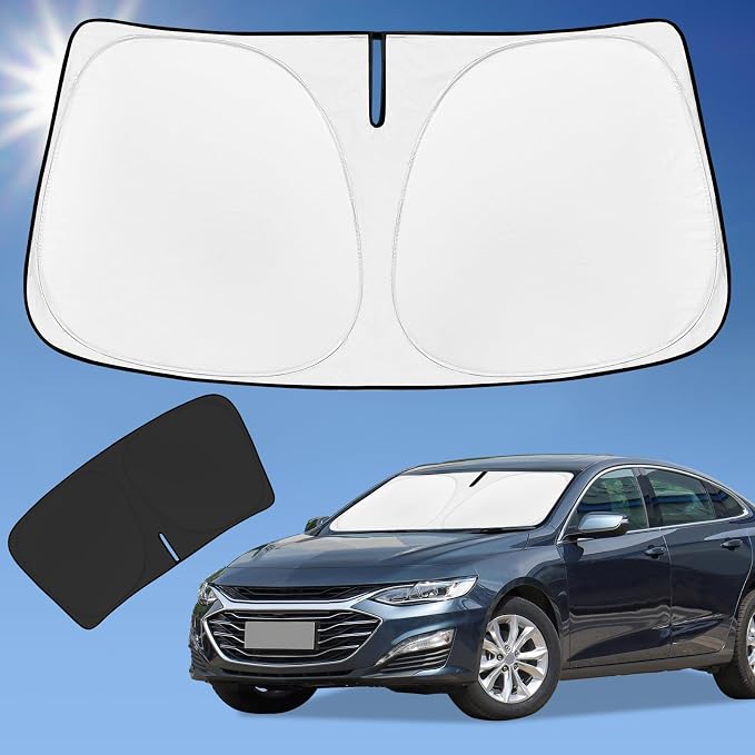 for Chevy Malibu 2016-2024 2025 Windshield Cover Sun Shade Sunshade | 4-Layer Front Window Shade Custom fit Chevy Malibu 240T Sun Visor Foldable Shade Blocks UV Rays Cooler Car Accessories by ZOIBVCARSUNSHADE