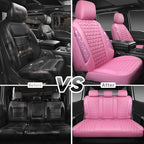CAR PASS Bling Diamond Pink Leather Car Seat Covers Full Sets Interior Sets, Waterproof Shining Glitter Sparkly Crystal Universal Armrest Fit for Automotive Truck SUV Cute Women Girl, Pink Rhinestone - Image 6