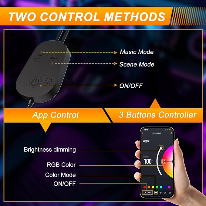 Car LED Lights Interior,RGB Smart Ambient Lighting Car-APP Control | DIY and Music Mode LED Lights for Car Interior,2 Lines Design Inside Car Lights for Trucks SUVs Jeeps Man Woman,DC 5V - Image 4
