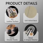 Blusabaca 2PCS Car Seat Headrest Hooks, Purses Bags Holder, Boho Leaves | PU Leather, Double Metal Back Storage Hangers for Grocery Bags Handbags Bottles Coats Phones, Car Accessories Organization - Image 4