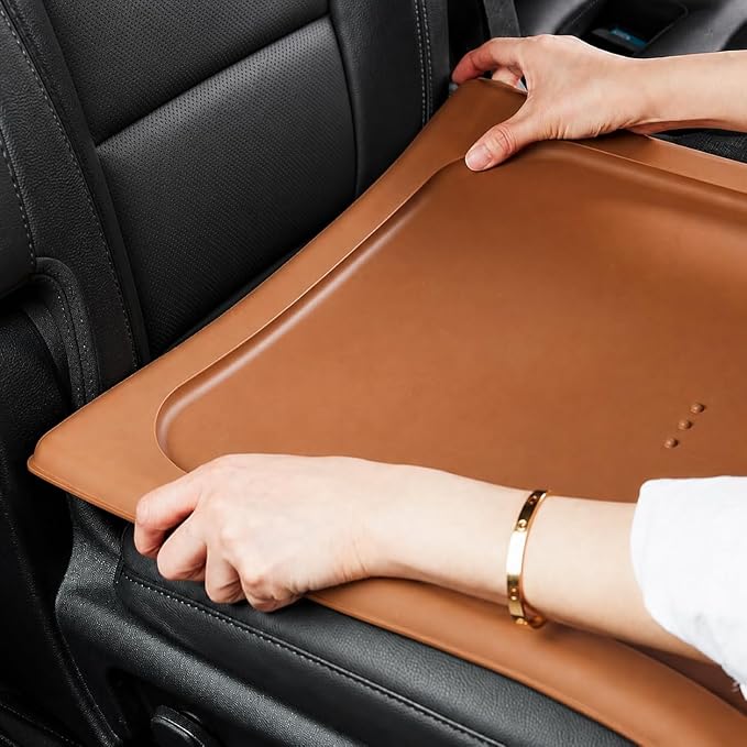 Silicone Waterproof Car Seat Cover Baby Girl Boy Infant Siliguard Brown | wipe-clean 3 mm silicone, non-slip base, trim-to-fit design, easy lower-seat installation for leather or fabric seats by MaytonTheCrafters