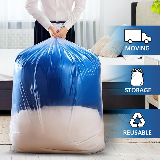 5 Pack 32” x 42” Extra Large Clear Plastic Storage Bags | 2 Mil Storage Bags Ideal for Car Seats, Suitcases, Strollers, Small Bikes, Attic Storage, Clothes, Xmas Trees, (with 5 Ties) - Image 4