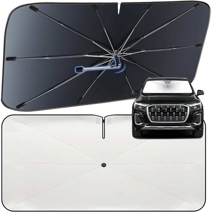 Windshield Sun Shade Umbrella for Audi Q7 2016-2026 Front Window Shield | Heat-Reflective Window Shade, Umbrella Sunshade Cover Blocks Heat, Protects Interior, Vehicle-Specific Precision Fit by Fshaanys