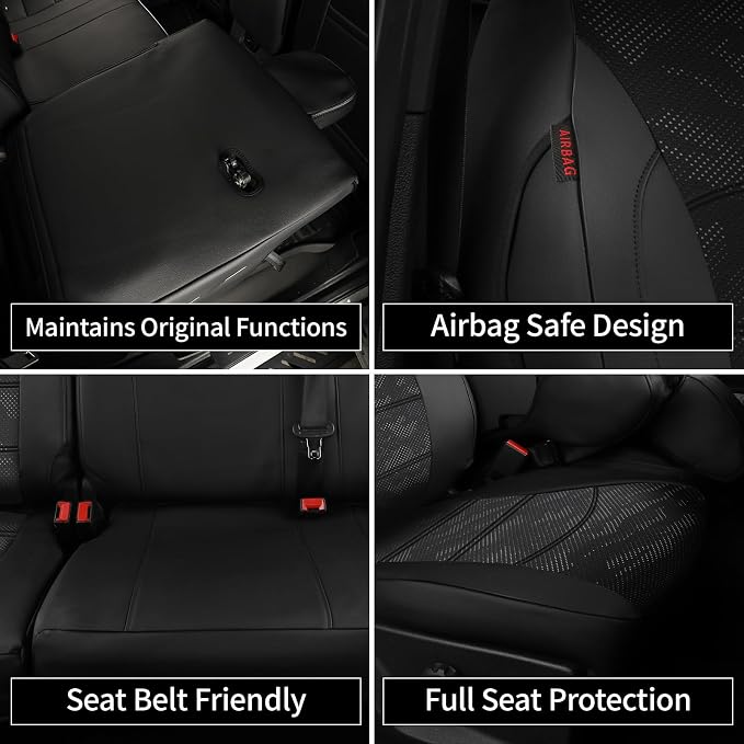 EKR F150 Seat Covers Custom Fit for (4 Door,SuperCrew) Ford F-150 STX 2024-2026 & F150 XL/XLT/Tremor 2021-2026& (Lightning) F-150 Pro/XLT/Flash 2022-2024 -Faux Leather(Black/Gray Camo A122) - Image 7