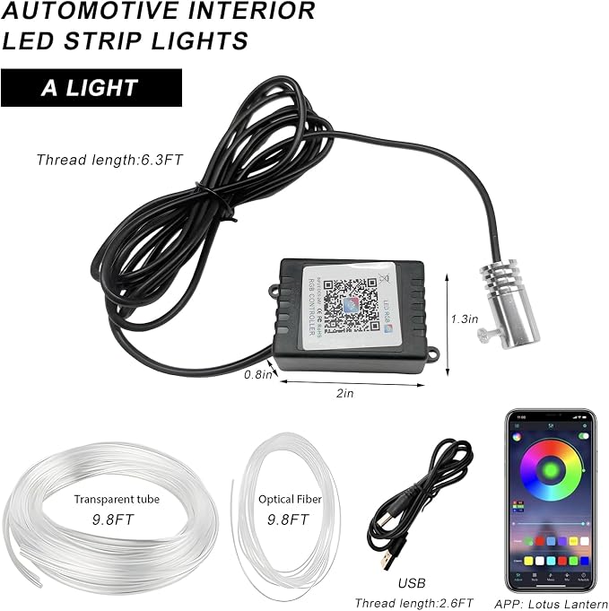 Interior Car LED Strip Lights with APP Control, RGB Ambient Lighting Kit with 118 inches Fiber Optic, 16 Million Colors Neon Strip USB Music Sync Atmosphere LED for Vehicles - Image 2