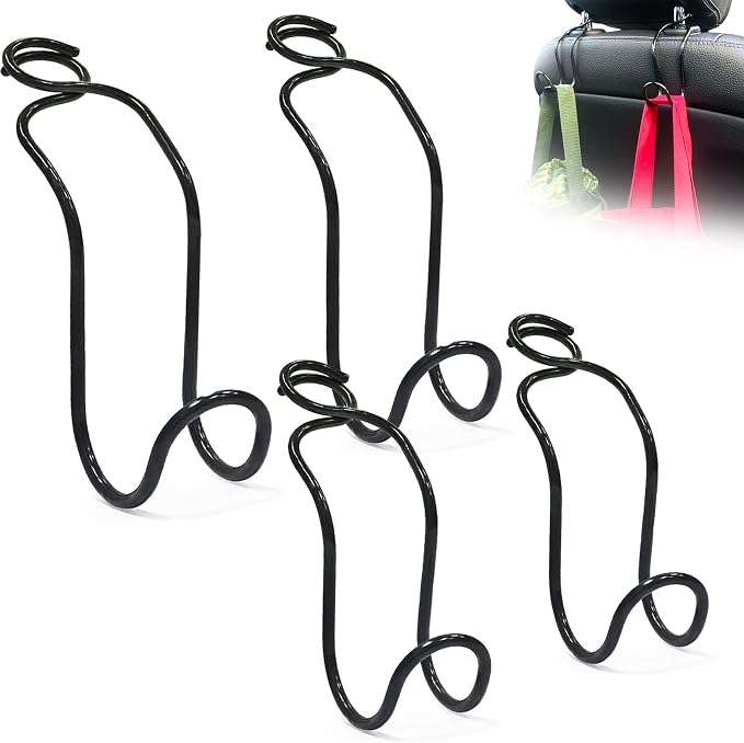 4 Pack Purse Hooks for Car SUV Truck Seat Front Back Organizer - 2*S + 2*L | Metal Hanger Headrest Holder for Handbag, Bag, Hardhat, Grocery Road Trip Must Haves Car Gadgets Accessories for Women by Idefair