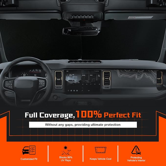 Custom Fit Windshield Sun Shade for Volvo XC60 2018-2025 - Full Coverage, 210T Reflective Fabric, Double-Layer Design - Blocks 99% UV Rays, Keeps Car Cool, Easy to Install and Store, Pack of 1 - Image 3