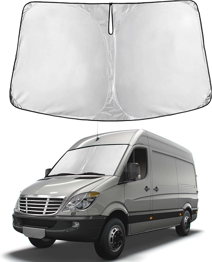 EcoNour Windshield Sunshade Compatible for Dodge Sprinter 2004-2009 | Sun Visor for Front Windshield & Window Sun Shade Cover, UV Heat Blocker & Protector, Car Accessories by EcoNour