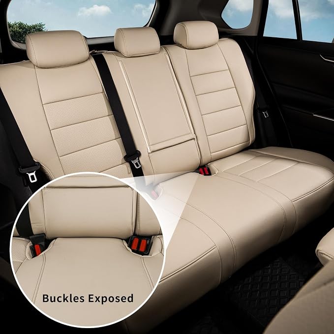 coverdream Full Set Leather Seat Covers for Toyota Corolla 2009-2013 Base,L,LE,XLE Sedan,Airbag Compatible,Waterproof Car Seat Protector,Fit Like A Glove(Beige) - Image 4