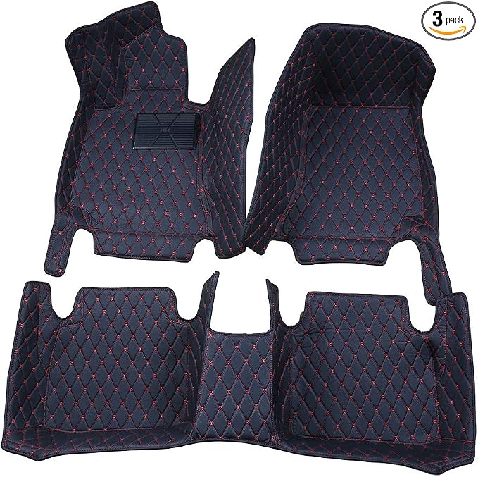 Car Floor Mats for Infiniti M25 M35 M37 All Weather Floor Liner Large Coverage Front & Rear Seat Custom Fit Black with Red Stitching by ZYCHUANGYING
