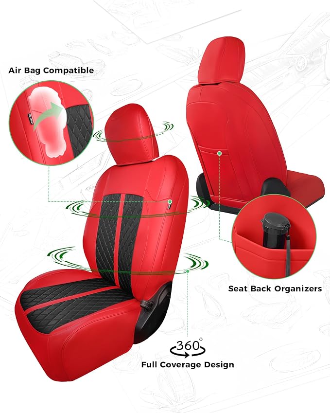 RIDEPOSH for Jeep Wrangler Leather Custom Car Seat Covers Full Set 4 Door | 2018-2026 JL, without Rear Cup Holder, Not for 4XE, Luxury Waterproof Protector, 40/60 Spilt, 5 Seats, Full Coverage, Durable - Image 3