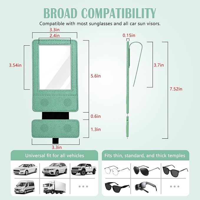 Magnetic 2-in-1 Sunglass & Photo Holder for Car Visor, Leather Anti-Slip No-Fall No-Slide, Fits SUV Truck RV - Image 5