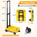 GtIiFmTe Foldable Hand Truck, Lightweight Luggage Cart for Airport Car Seat | Compact Folding dolly with Rotating swivel wheel,storage size12×15.7×4.1",300lbs Load,Upright Lock Handle with 3bungee cords - Image 2
