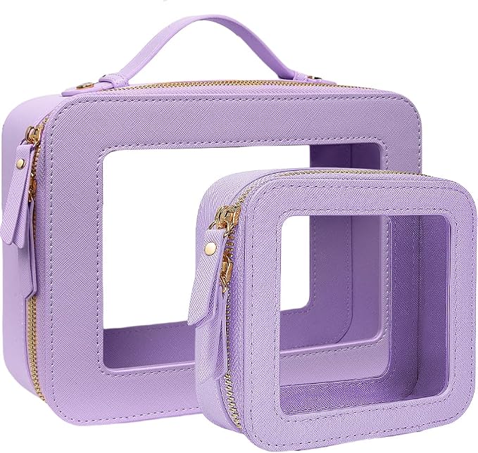 Travel Clear Makeup Bag Set, TSA Approved Cosmetic Bag Case with Zipper Portable Makeup Pouch Toiletry Bag Traveling Cosmetic Organizer Storage Bag Car Organizer Car Essentials by FFpaw