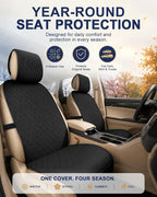 Linen Car Front Seat Covers, Breathable Linen Car Seat Protector | With A Carrying Pouch And Non-Slip Nubs On The Back; Universal Fit Cars Vans SUVs Trucks, 2 Units, Black - Image 2