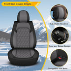 Front Seat Covers for Infiniti Q70 2014-2019 Faux Leather | Waterproof Breathable Scratch Resistant 360° Wrap Airbag Compatible Easy Clean (2 Seats,Black & Grey ) - Image 4