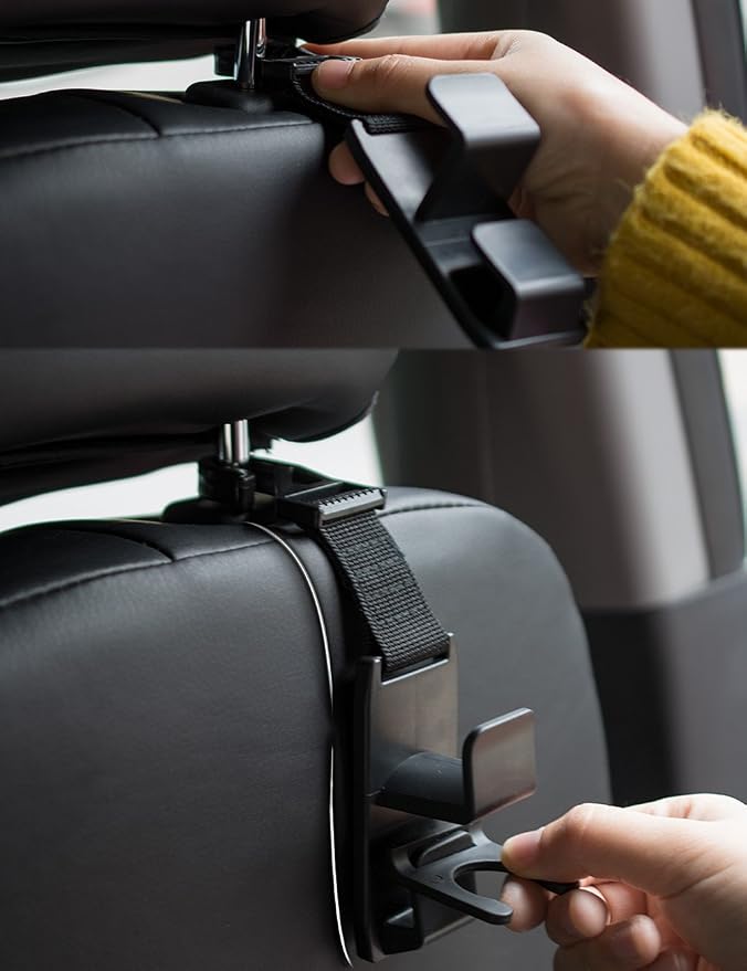 Magic Headrest Hooks for Car, Purse Hanger Headrest Hook Holder for Car Seat Organizer Behind Over the Seat Car Hooks-Hang Purse or Grocery Bags,Black,4Pack - Image 6