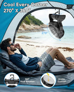 Portable Rechargeable Fan, 20000mAh Battery Powered Camping Fan with LED Light & Hook, 270° Adjustable, 4-Speed, 4H Timer Camping Essentials for Outdoor Tent Travel BBQ Car, Gifts for Men Dad - Image 6