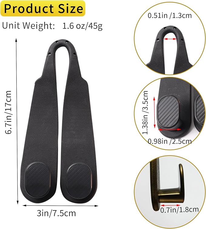 WEIHAO Purse Hook for Car Headrest, Silicone Car Seat Back Storage Hook, Twin Hooks Carbon Fiber Textured Car Headrest Hangers, Bag Holder for Sedan, Trucks, SUVs, Most Vehicles (Black-2PCS) - Image 5