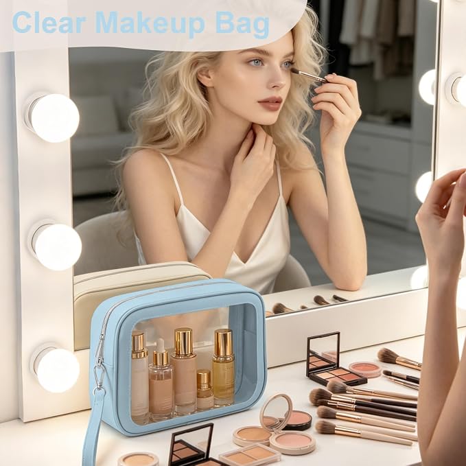 5PCS Clear Makeup Bags with Handles, TSA Approved Toiletry Bags, Diaper Bag Organizer Pouch, TPU Car Storage Organizer with Zippers, Waterproof Travel Organizer Bag for Women - Image 5