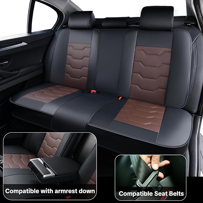Car Seat Cover Full Set Kit, Universal Car Seat Cover for Cars, Waterproof Leather, Protect & Upgrade Car Interior, Airbag Compatible, Easy to Install & Clean, for SUV, Pickup Truck, Sedan - Image 7