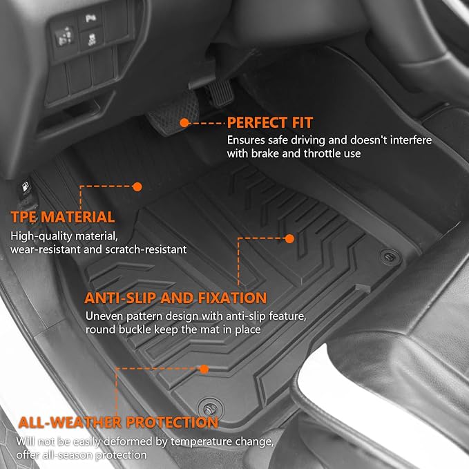 powoq Fuel Floor Mats Cargo Mat Compatible with 2017-2022 Honda CRV | Trunk Mat Floor Liner TPE Replacement for 2017-2022 Honda CRV Accessories (Fit 17-22 Fuel Model, Trunk+Backrest+Floor Mat) - Image 3