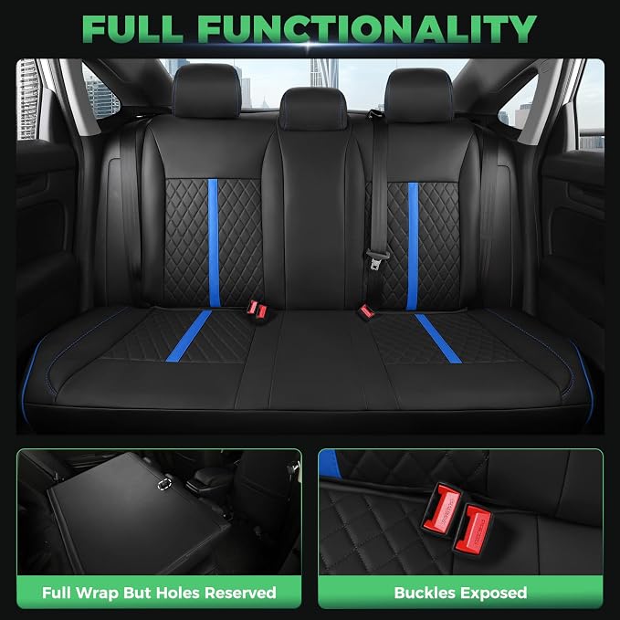 RIDEPOSH Custom Fit Seat Covers for Honda Civic 2016-2021 | Sedan LX, Faux Leather, Solid Bench Rear, No Rear Armrest, Waterproof, Full Coverage, Airbag Compatible, Easy-to-clean - Image 5