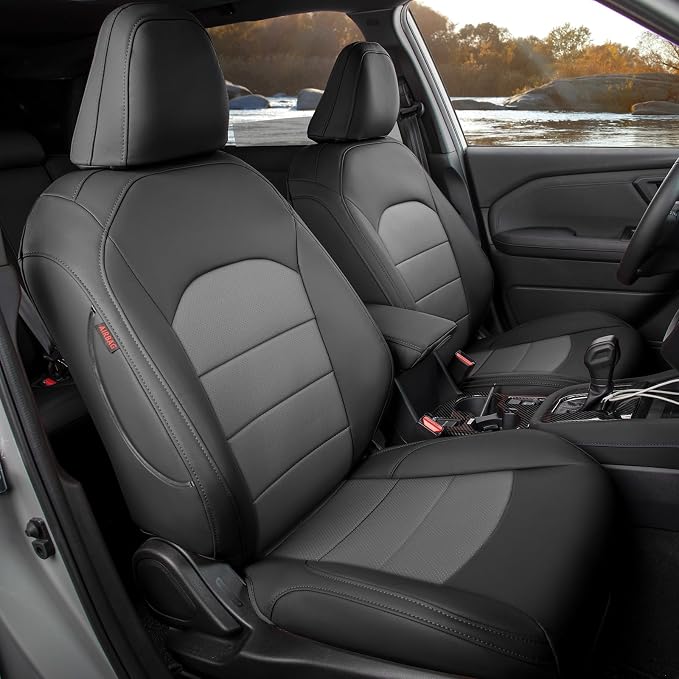 Custom Seat Covers for 2026 Subaru Forester,Rear w/Armrest,Faux Leather | Full Set Suv Seat Cushion,Easy Installation,Factory Look,Waterproof Car Seat Protector (Black/Gray) by Coverdream