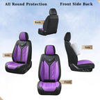 Coverado Car Seat Covers Full Set, Car Seat Protectors Leather Seat Covers for Cars, Automotive Seat Covers Car Accessories Universal Fit for Most Sedans SUV Pick-up Truck(Black&Purple) - Image 4