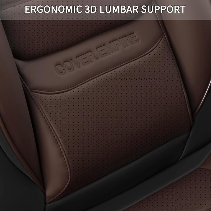 Front Car Seat Covers, 2Pcs Universal Leather Car Seat Covers, Full Coverage Waterproof Automotive Seat Covers, Breathable Car Seat Protector for Most Trucks SUVs Sedans, Black&Brown - Image 3