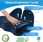 CushZone Extra Large Seat Cushion, Sciatica Support for Office Chair, Blue | Ergonomic Office Chair Cushion for Hip & Tailbone Pain Relief, Memory Foam Cushion for Car, Long Trip, Desk Chair, Lab - Image 3